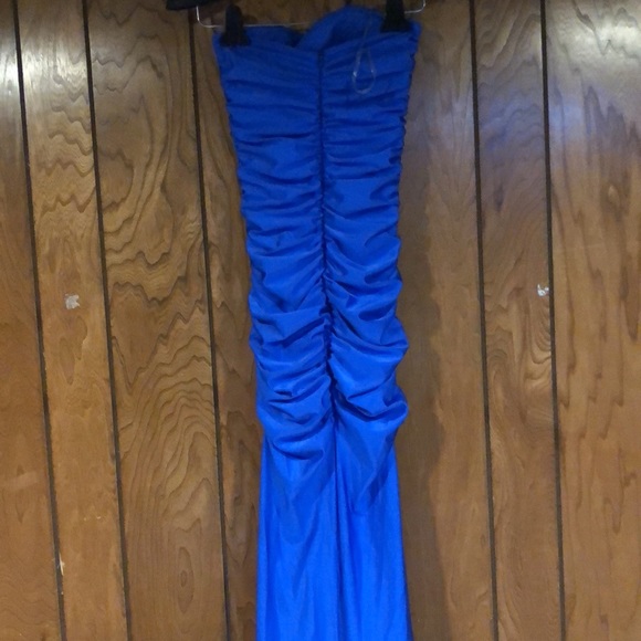 Ruched Back Blue Atria Dress - Picture 1 of 10